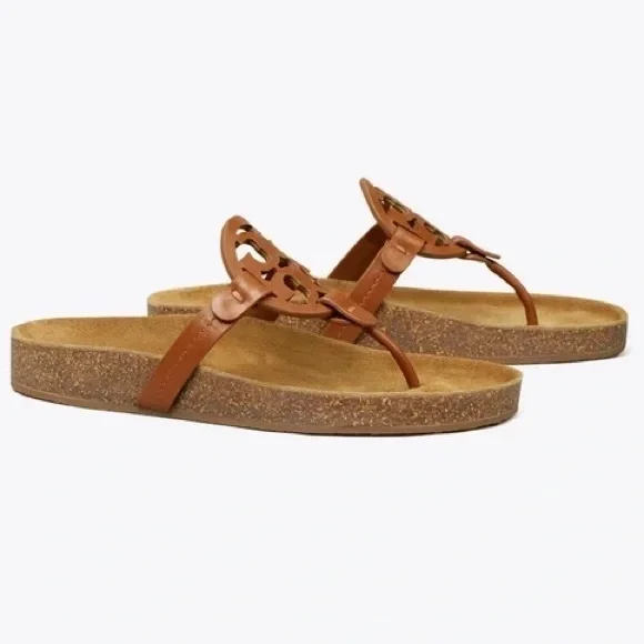 Tory Burch Miller Cloud Sandals Brown Suede - Picture 1 of 8
